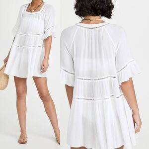 Playa Lucila Drop Waist Mini Dress,White S NWT $125